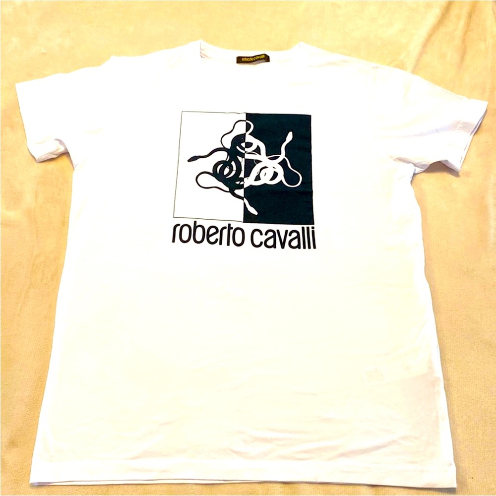 ROBERTO CAVALLI Graphic print front Tee shirt Size XL